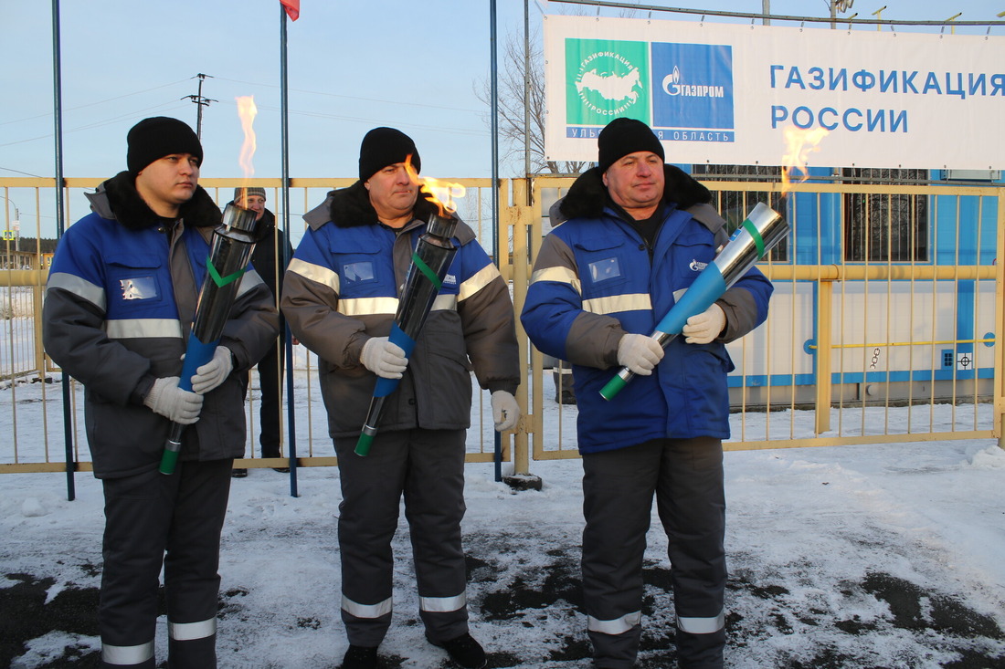 Сотрудники "Газпром газораспределение Ульяновск" на торжественном пуске газа в селе Байдулино